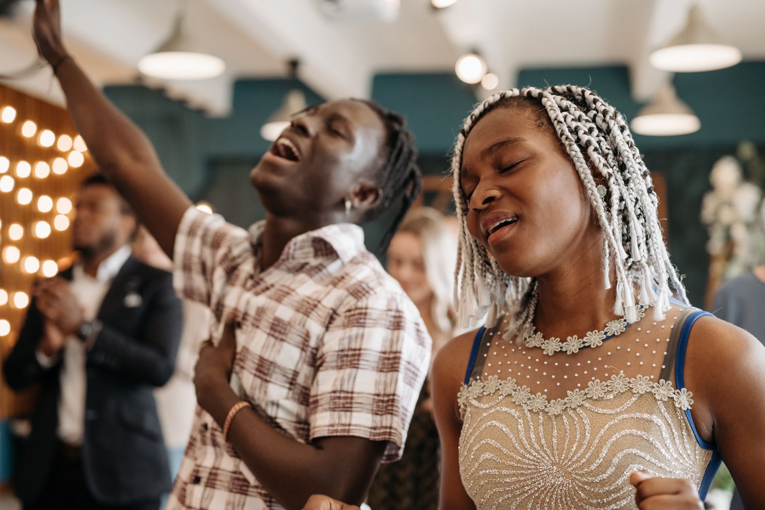 A church congregation worshipping